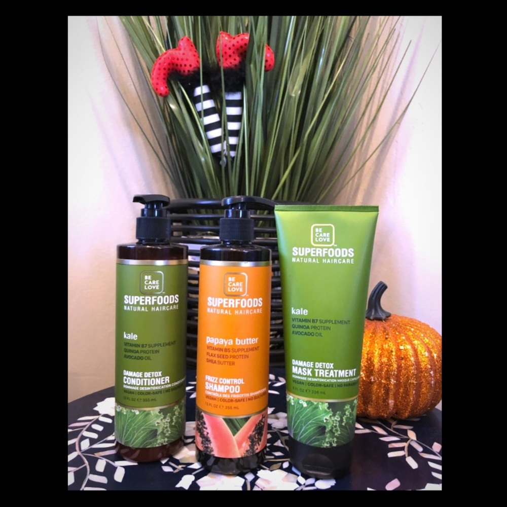 Shampoo, Conditioner and Hair Serum.